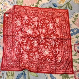 Tuckernuck Floral Red and White bandana silk Scarf medium